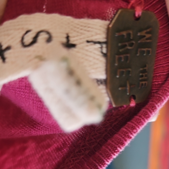 Free People We The Free Pink Lace Up Shoulder Long Sleeve Top Small - Picture 2 of 3